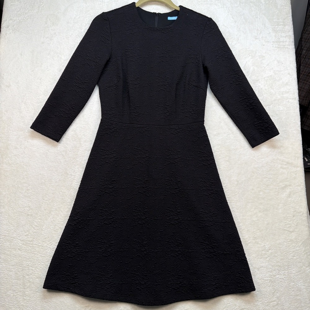 J McLaughlin‎ Fit Flare Dress Womens XS Black Long Sleeve Work Casual Knit